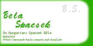 bela spacsek business card
